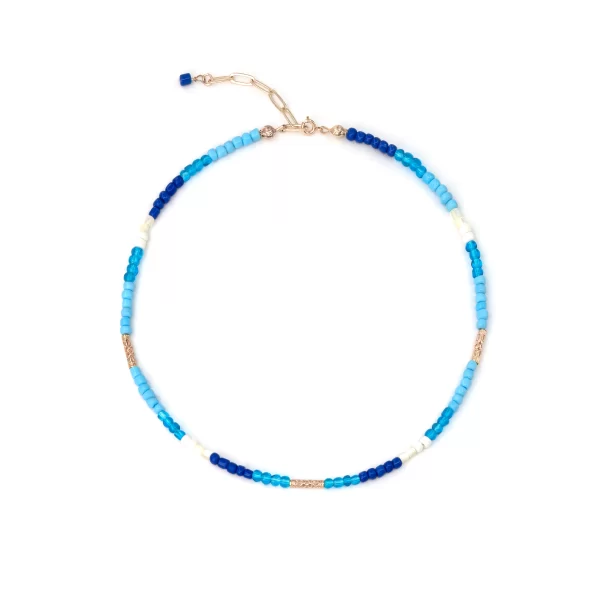 summer blue white seed bead ocean women's necklace