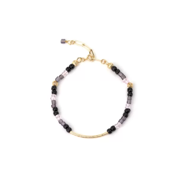 women's handmade everyday black purple beaded bracelet