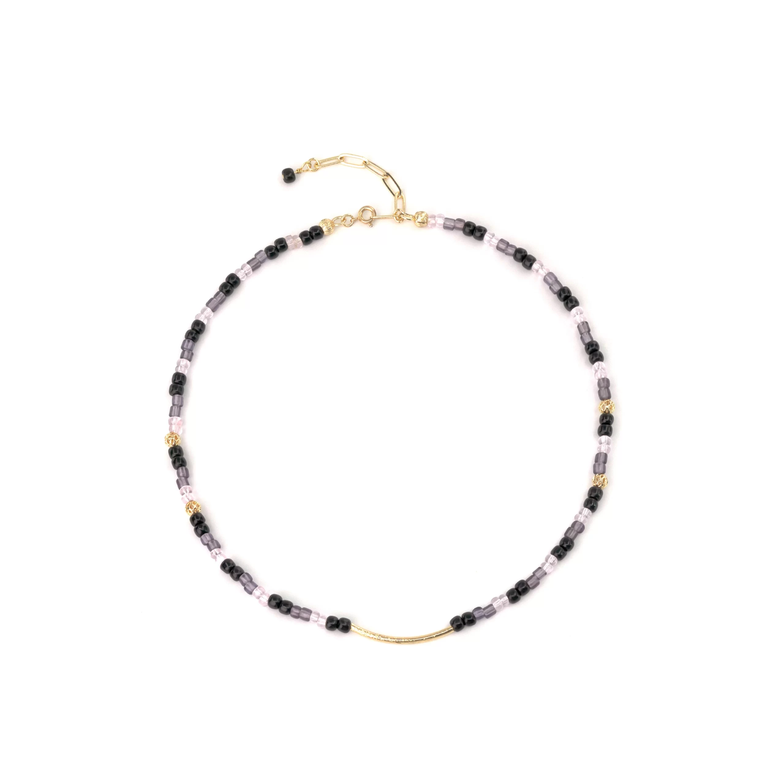 handmade black purple glass bead everyday dainty necklace