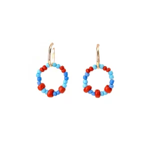 summer handmade blue red beaded ear cuffs no piercing