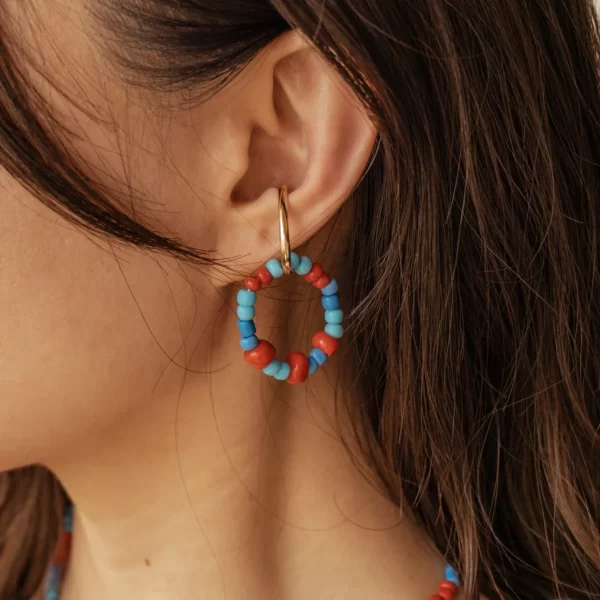 summer handmade blue red beaded ear cuffs no piercing