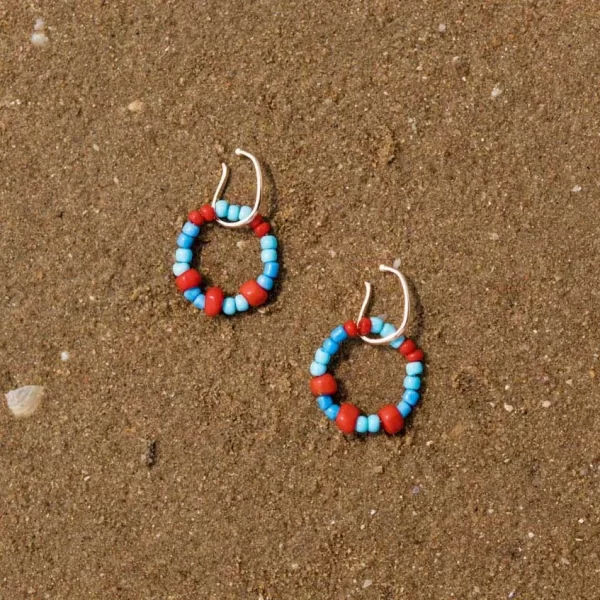 summer handmade blue red beaded ear cuffs no piercing