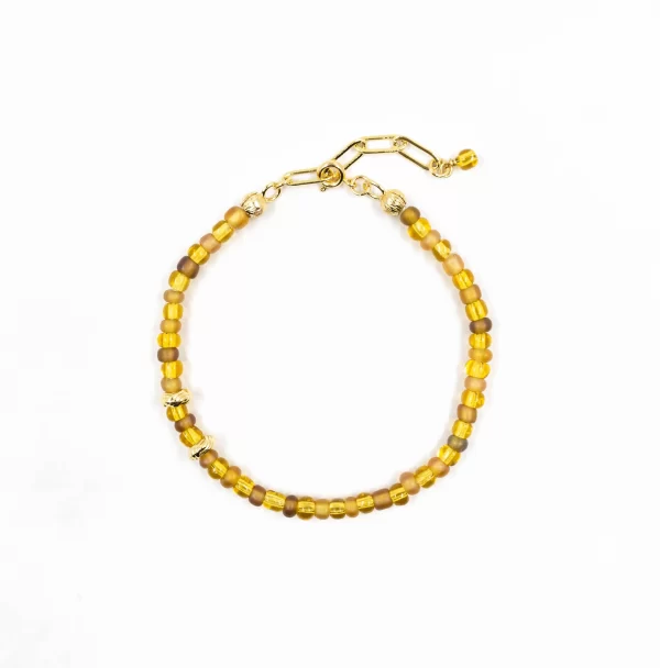 women's yellow summer beaded handmade bracelet