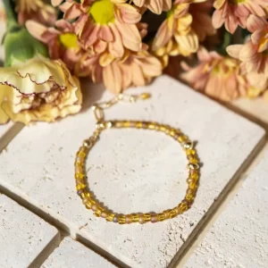 women's yellow summer beaded handmade bracelet