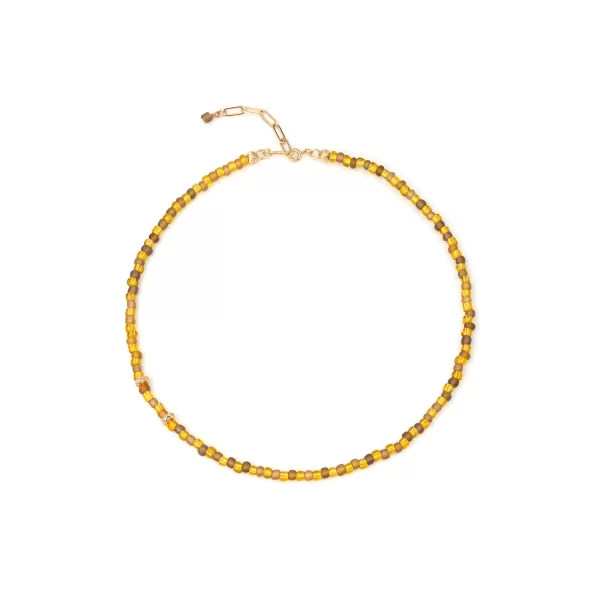 simple everyday small yellow beaded necklace for women