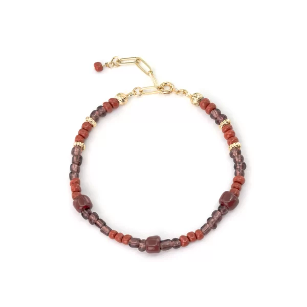 women's brown glass seed bead bracelet