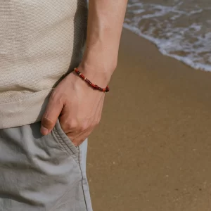 brown glass seed bead bracelet for guys