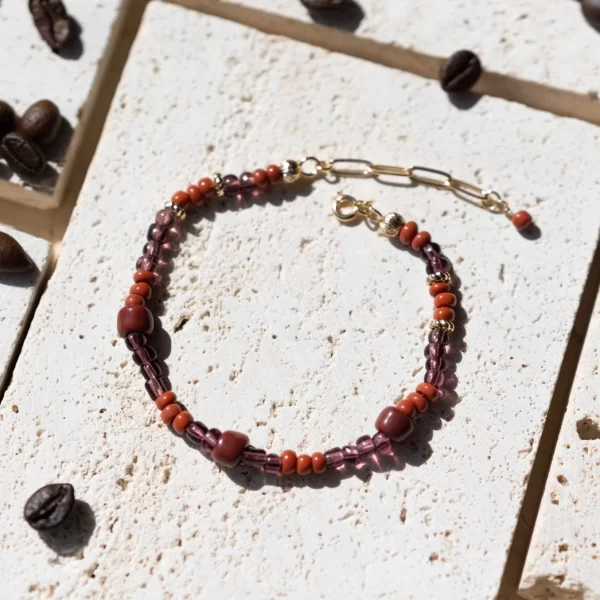 women's brown glass seed bead bracelet