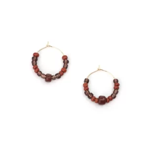 handmade brown beaded hoop earrings