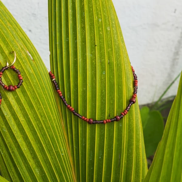 women's handmade brown glass seed bead necklace