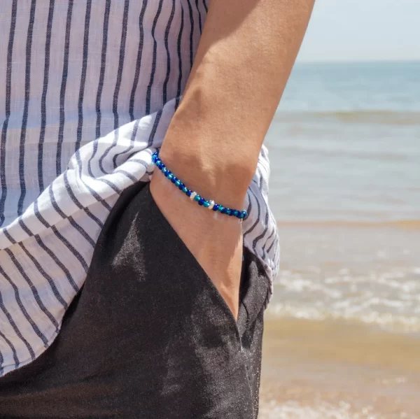 summer beach blue beaded bracelet