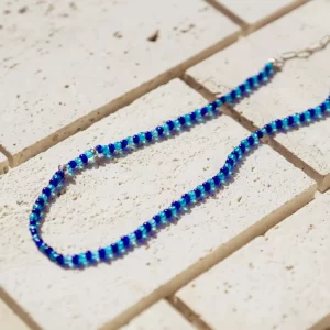 summer handmade sea blue beaded necklace for men and women