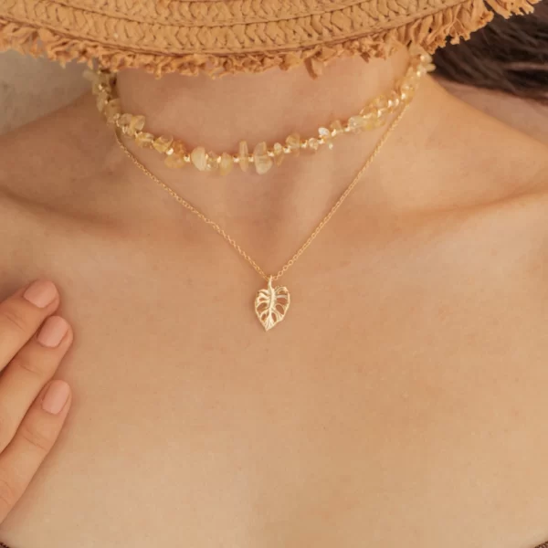 palm leaf everyday dainty chain necklace