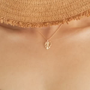 palm leaf everyday dainty chain necklace