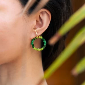 green handmade seed bead ear cuffs no piercing