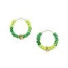 green handmade beaded hoop earrings