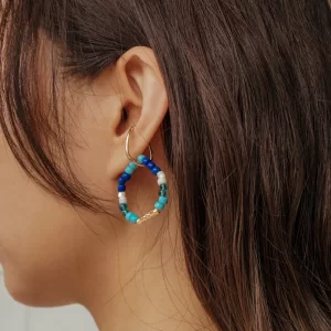 blue white handmade ear cuffs no piercing