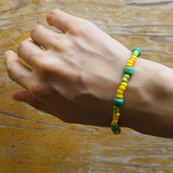 yellow green glass beads bracelet for women