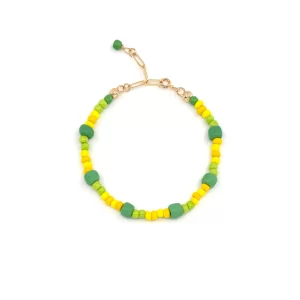 yellow green glass beads bracelet for women