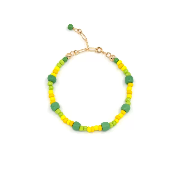 yellow green glass beads bracelet for women