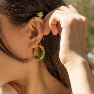 green yellow handmade ear cuffs no piercing