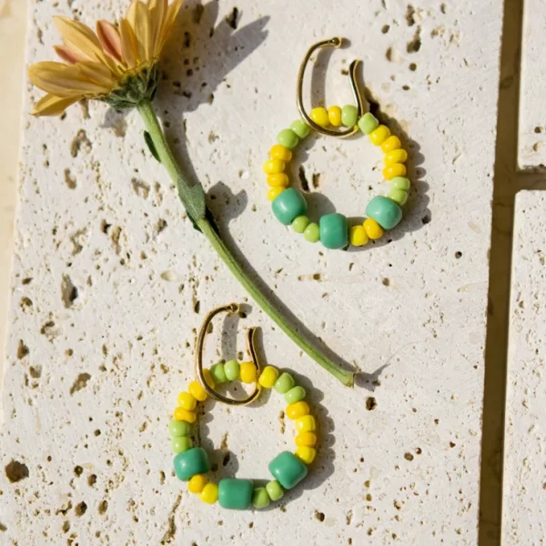 green yellow handmade ear cuffs no piercing