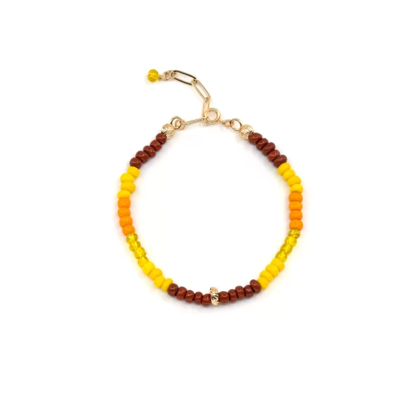 women's yellow brown orange seed bead bracelet