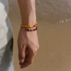 women's yellow brown orange seed bead bracelet