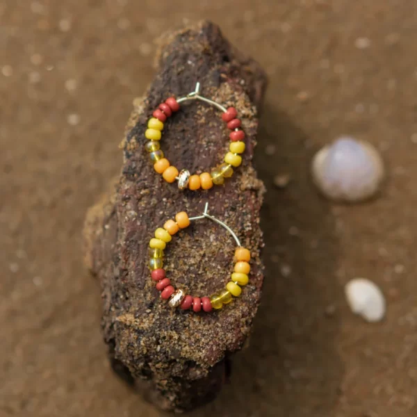 handmade colorful beaded hoop earrings