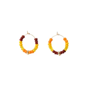 handmade colorful beaded hoop earrings