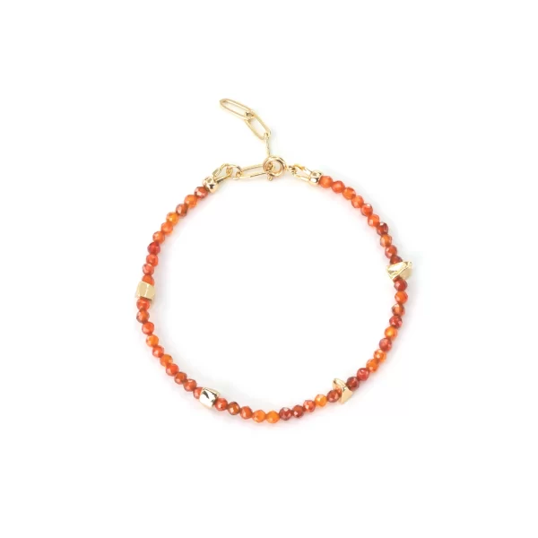 women's everyday simple small orange beaded bracelet