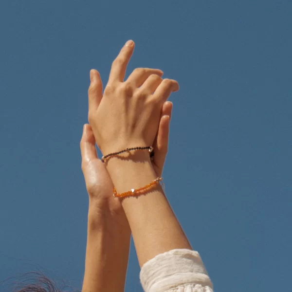 women's everyday simple small orange beaded bracelet