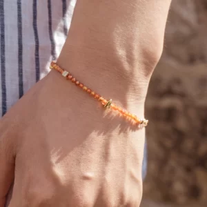 women's everyday simple small orange beaded bracelet