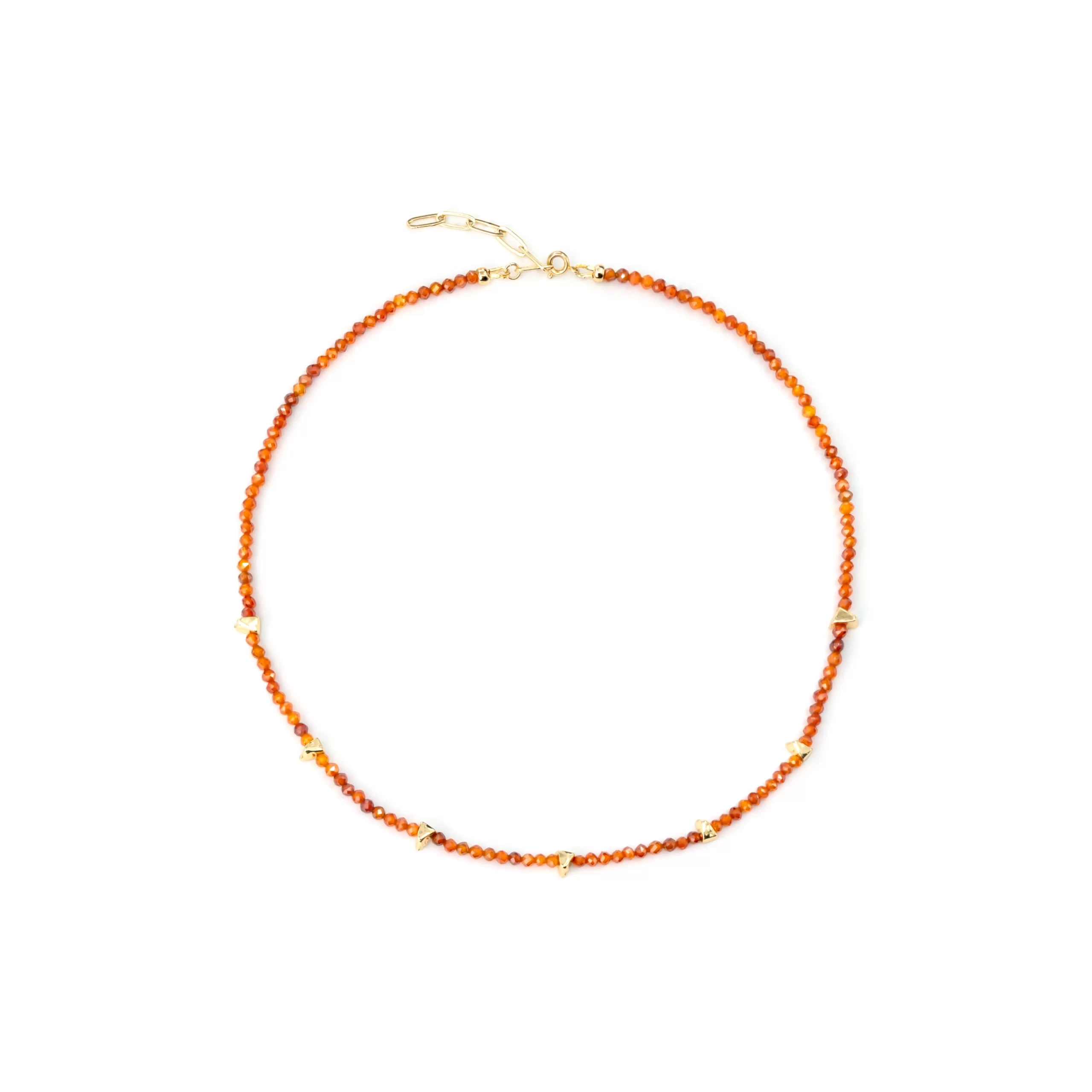 handmade orange seed bead everyday dainty necklace