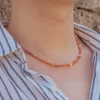 handmade orange seed bead everyday dainty necklace