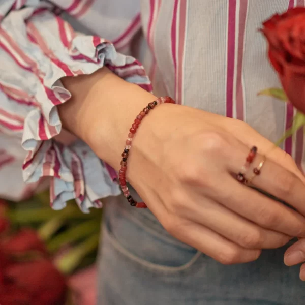 women's statement small black red bead bracelet