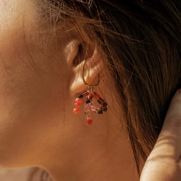 black red handmade bead ear cuffs no piercing