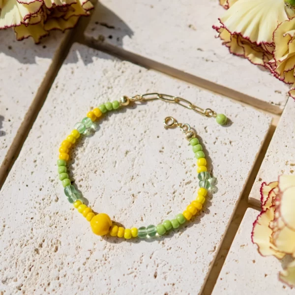 women's green yellow summer beach bracelet