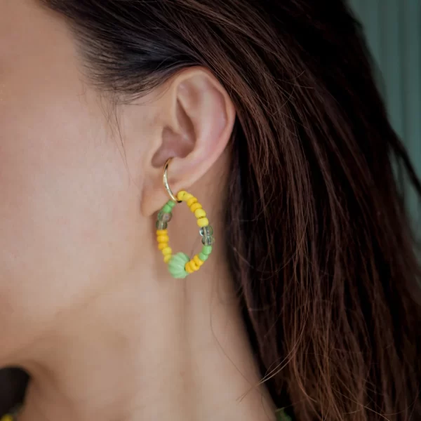 green yellow handmade ear cuffs no piercing