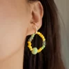 green yellow handmade ear cuffs no piercing