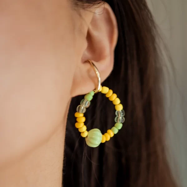 green yellow handmade ear cuffs no piercing