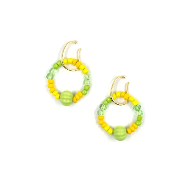 green yellow handmade ear cuffs no piercing