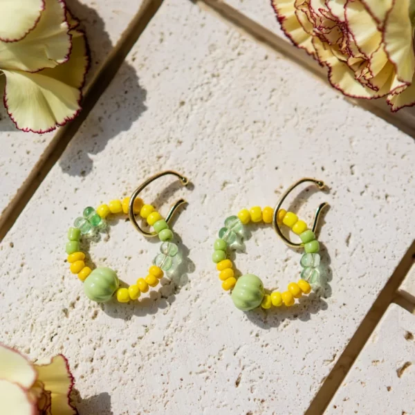 green yellow handmade ear cuffs no piercing