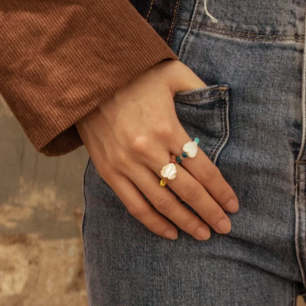 handmade blue beaded ring