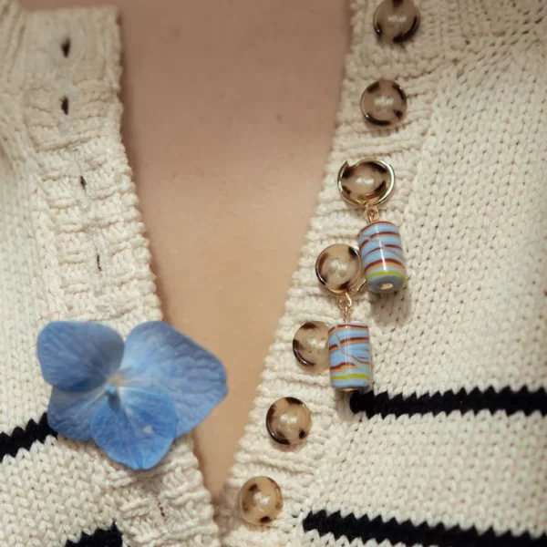 handmade blue glass beaded earrings