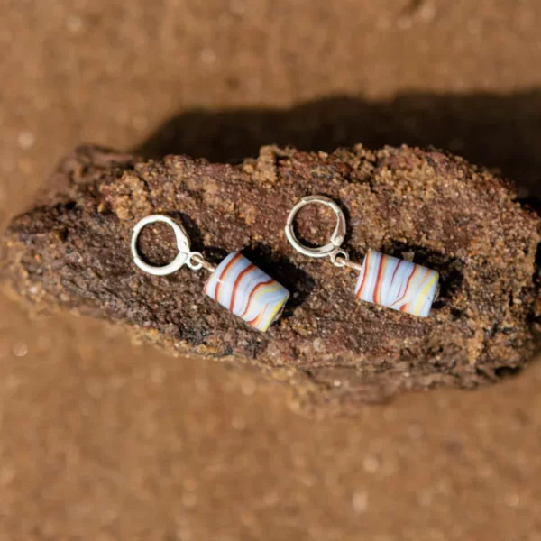 handmade blue glass beaded earrings