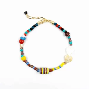 handmade colorful glass bead anklet for men and women