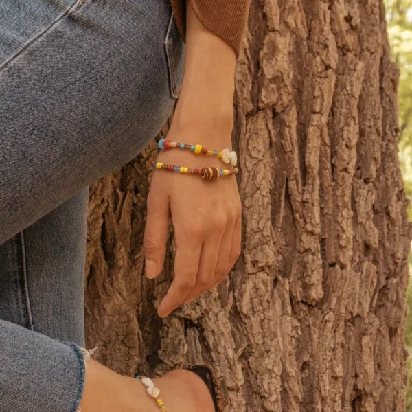 handmade unique colorful glass bead bracelet