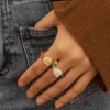 handmade yellow glass bead ring