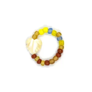 handmade yellow glass bead ring